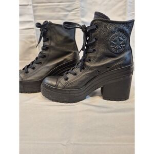 Converse Chuck De Luxe 70 Leather High Top  Black Chunky Heel Y2k Grunge 9.5